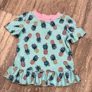 Floatimini Pineapple Print Kids Swim Tee - Pink and Aqua
